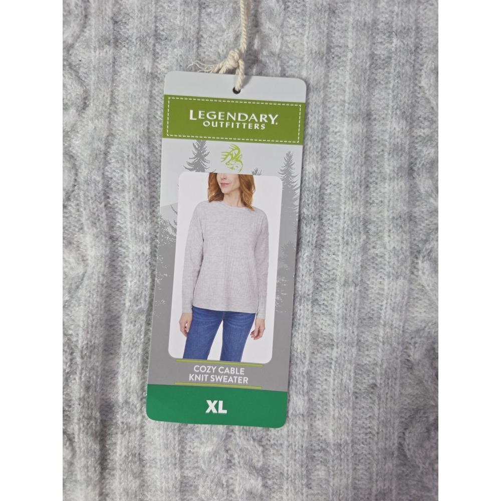 Legendary Outfitters XL Cozy Cable Knit Sweater Gray Soft Pullover NWT - Picture 4 of 10